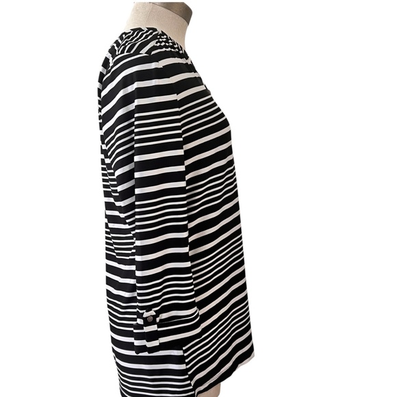 Kim Rogers NWT size Small Black & White Stripe Tunic Top with Spandex Fall - Picture 3 of 14